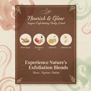 New Organic Nourish & Glow Sugar Exfoliating Body Scrub - Strawberry